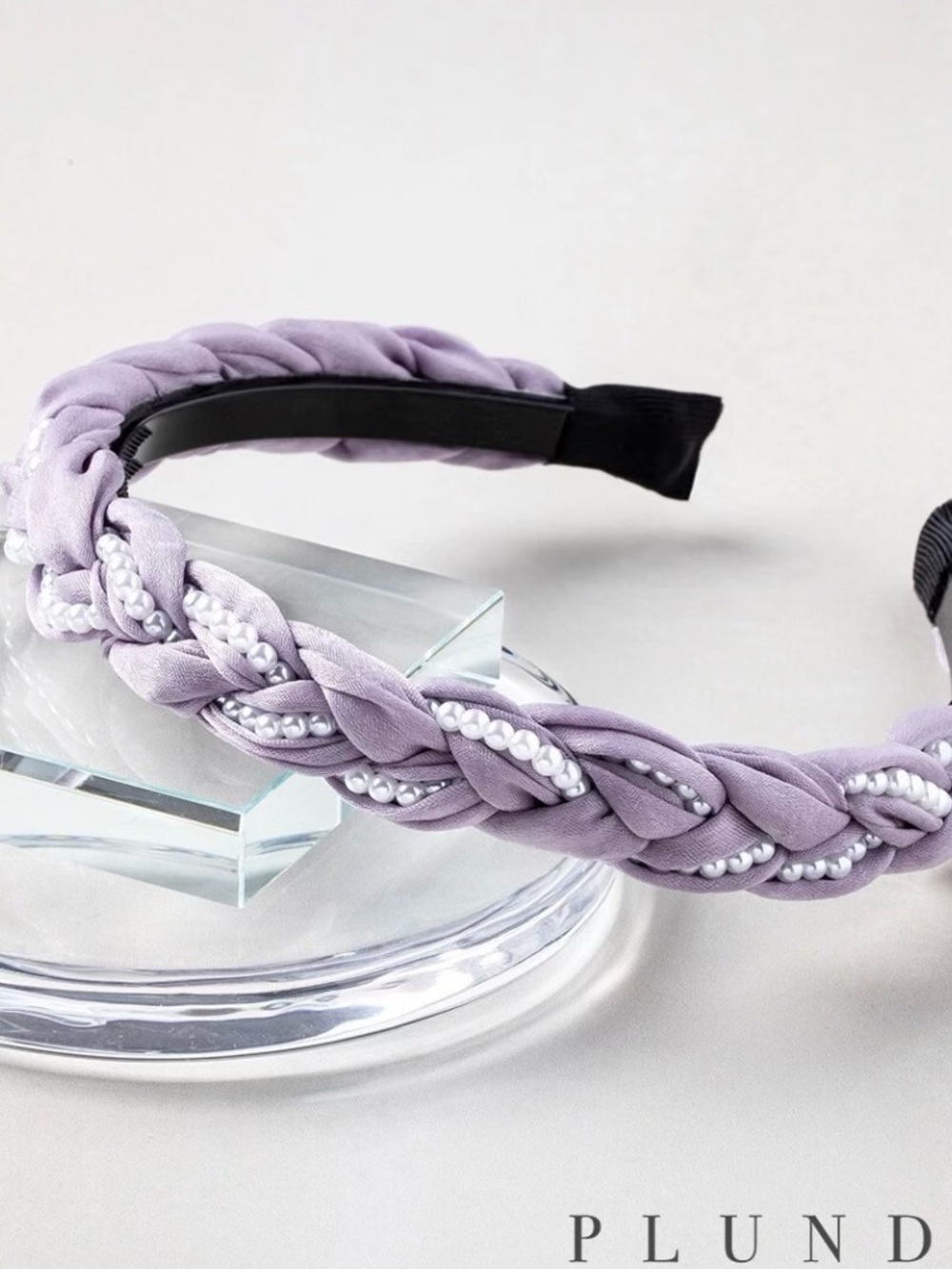 Plunder Design Fashion Trendy Lavender Lilac Braid Pearl Bead Headband Head Band
